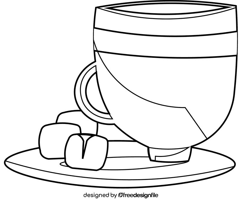 Cup and saucer sugar black and white clipart