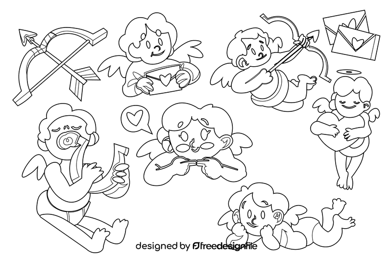 Cupid black and white vector