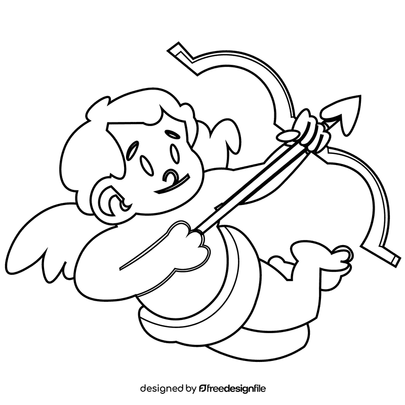 Cupid bowman black and white clipart