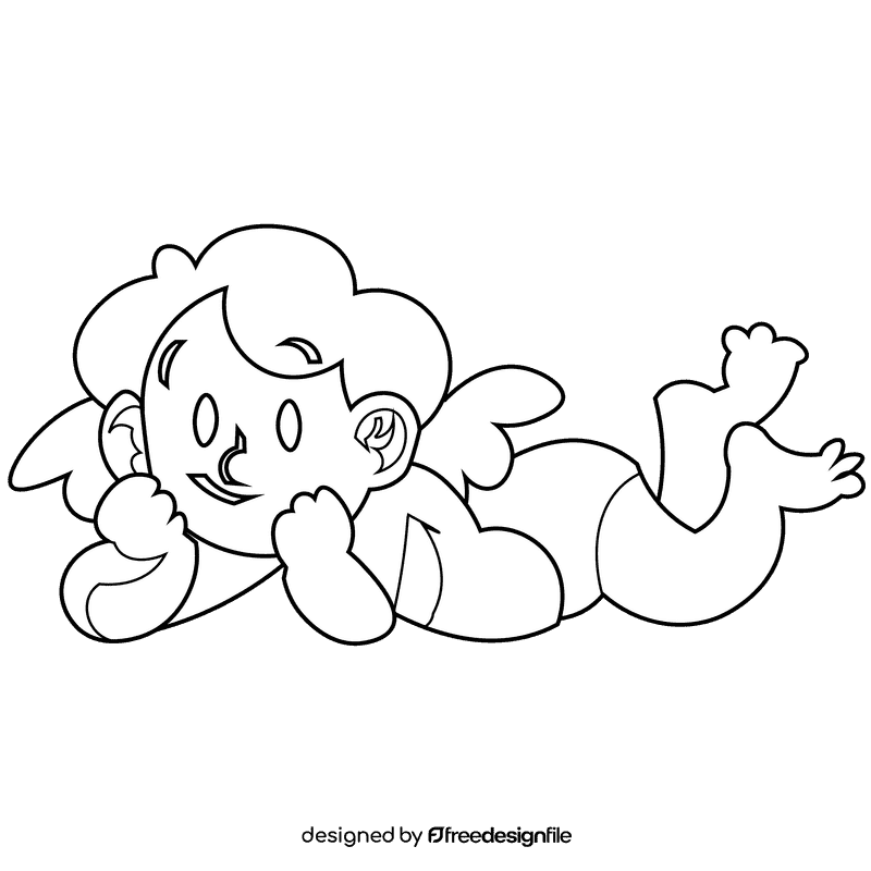 Cupid full size black and white clipart