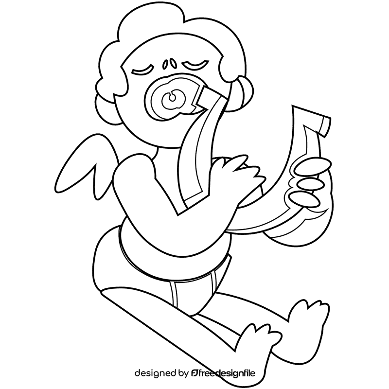 Cupid harp black and white clipart