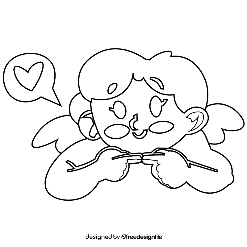 Cupid love black and white clipart