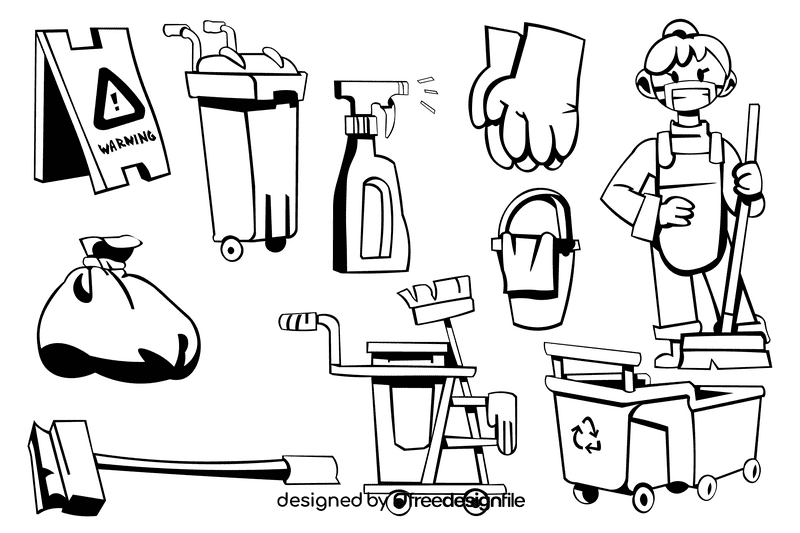 Custodian black and white vector