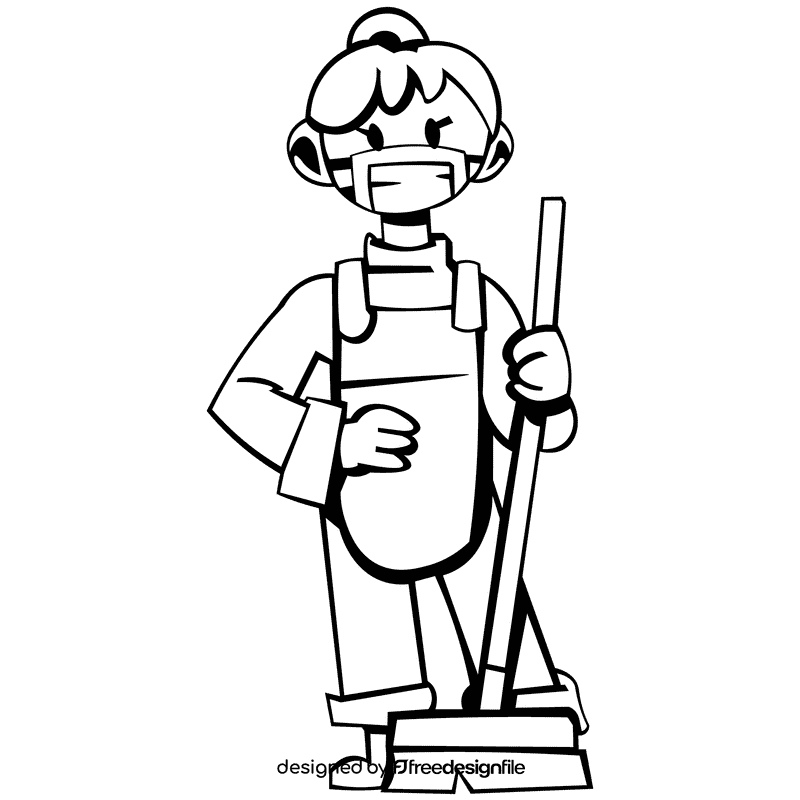 Custodian black and white clipart
