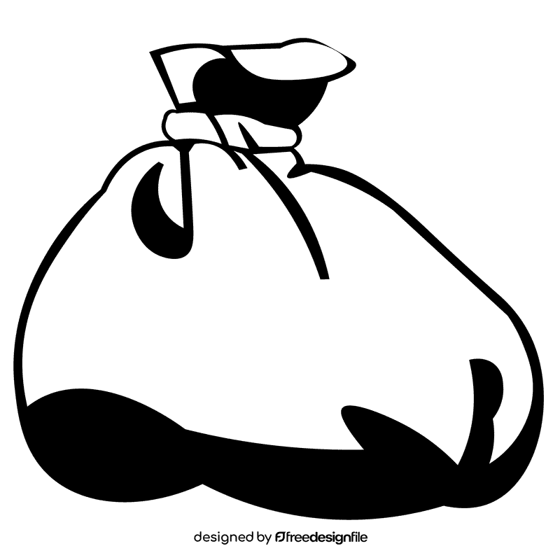 Custodian trash bag black and white clipart