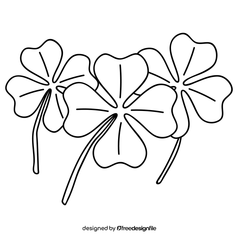 St Patrick's Day four leaf clover drawing black and white clipart