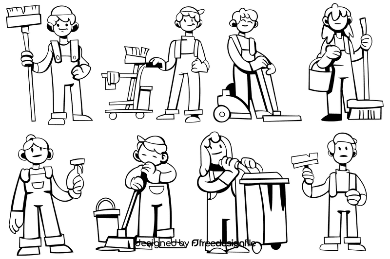 Custodian character black and white vector