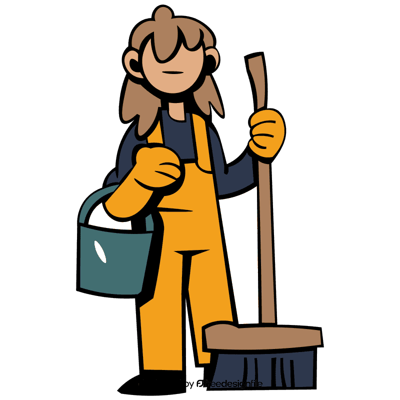 Custodian character bucket clipart