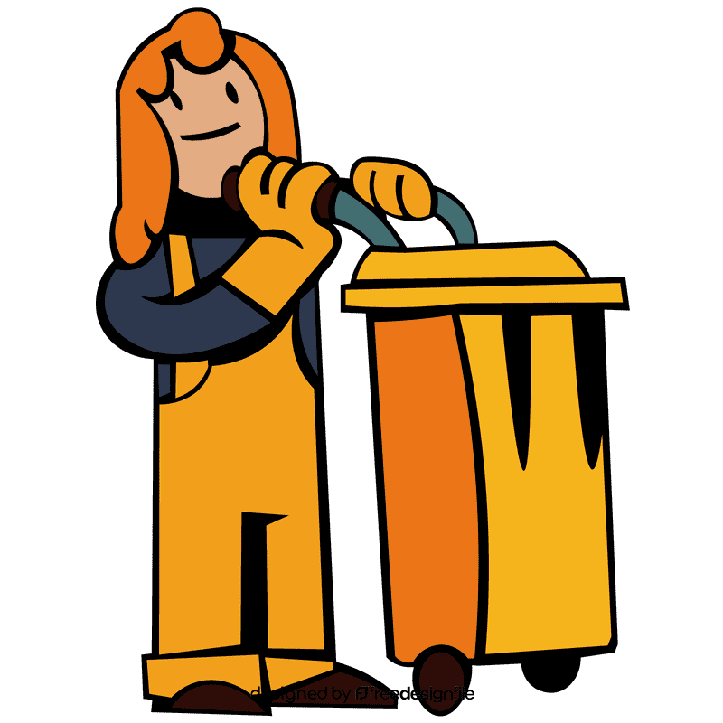 Custodian character trashcan clipart