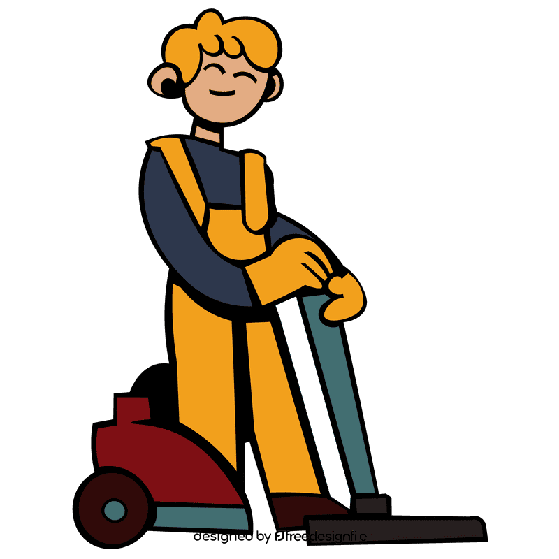 Custodian character vacuum cleaner clipart