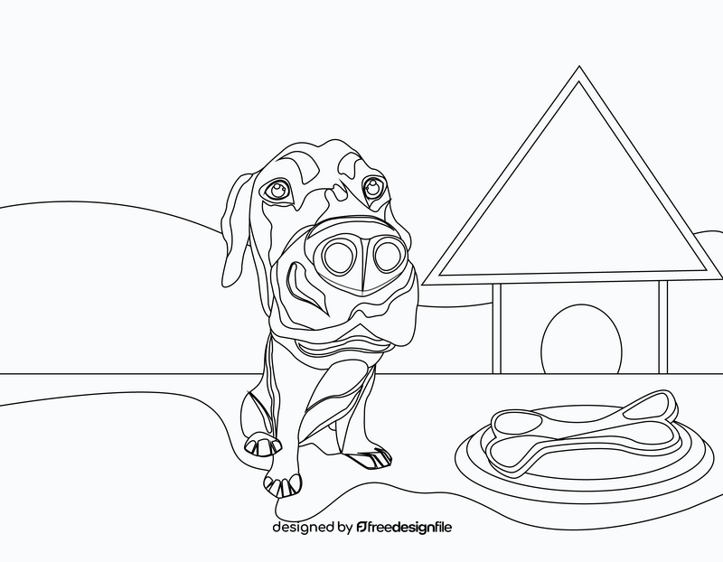 Cute dog black and white vector