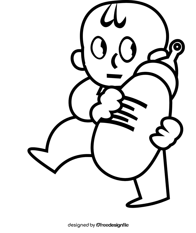 Cute baby milk black and white clipart