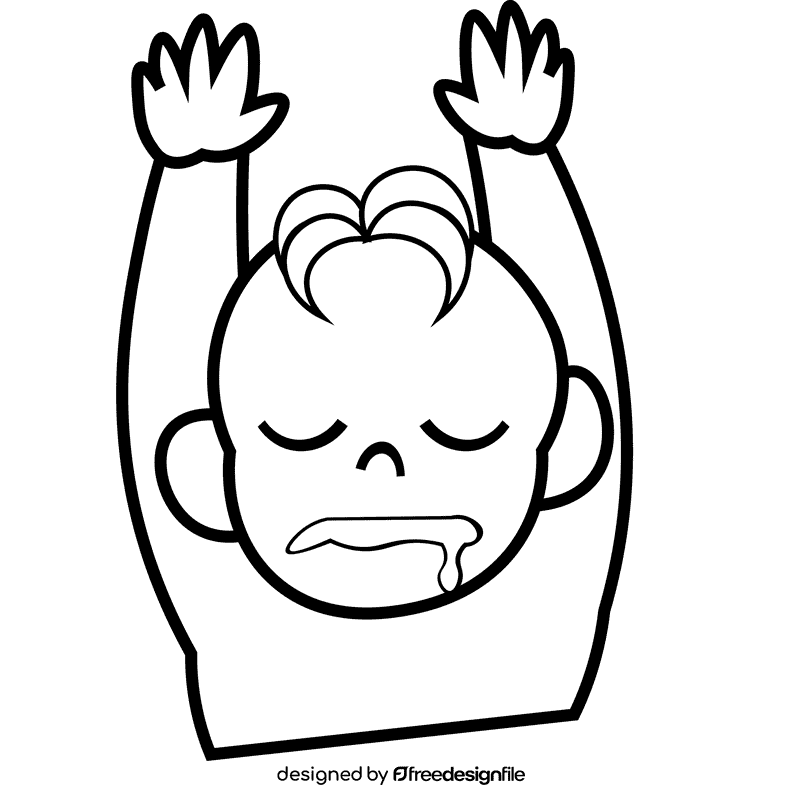 Cute baby sleep black and white clipart