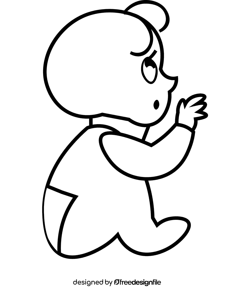 Cute baby small black and white clipart