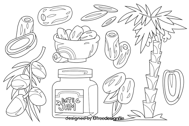 Dates black and white vector