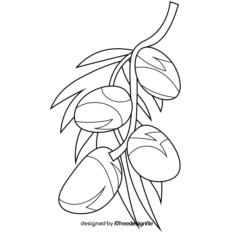 Dates branch black and white clipart