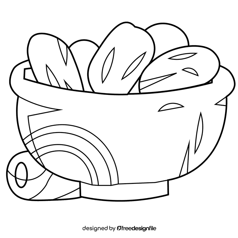 Dates dish black and white clipart