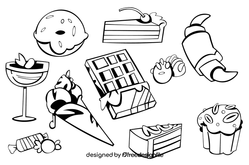 Dessert black and white vector