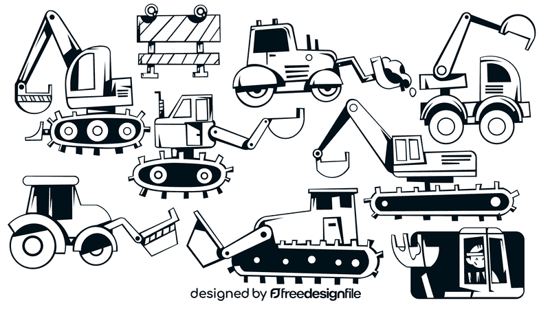 Digger black and white vector
