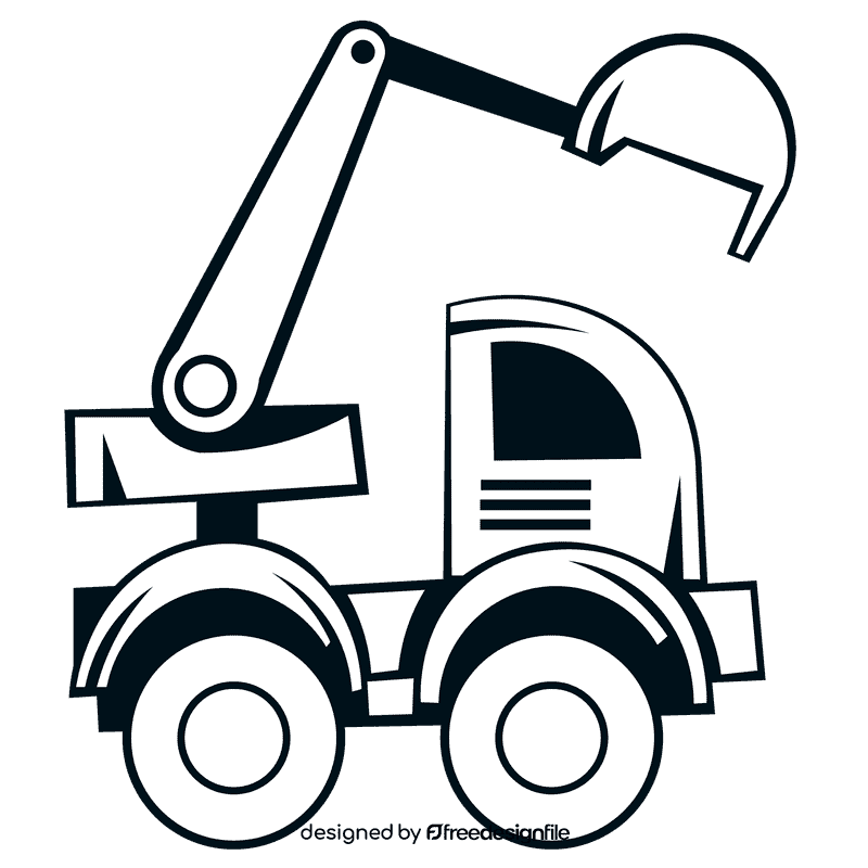 Digger wheels high black and white clipart