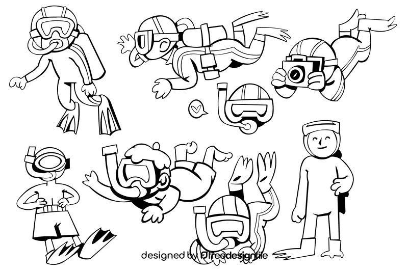 Diver black and white vector