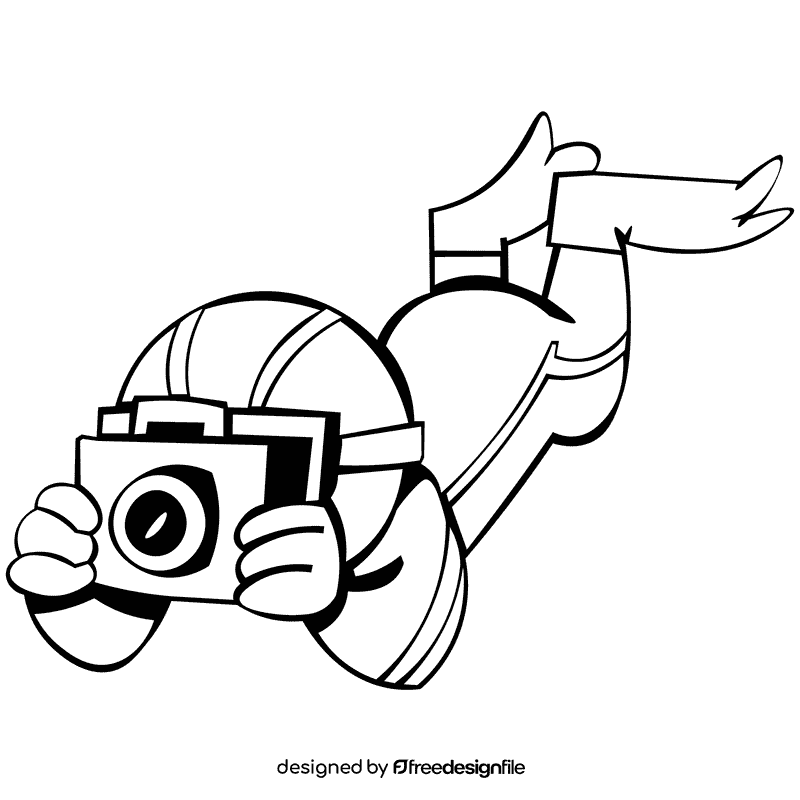 Diver camera black and white clipart