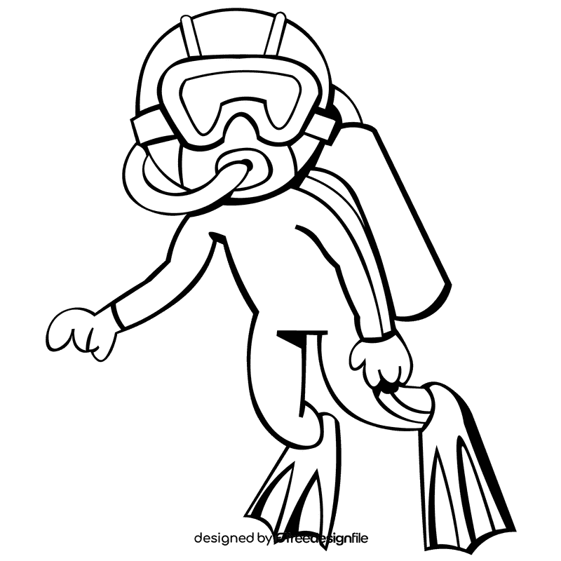 Diver full costume black and white clipart