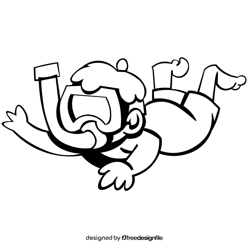 Diver hair black and white clipart