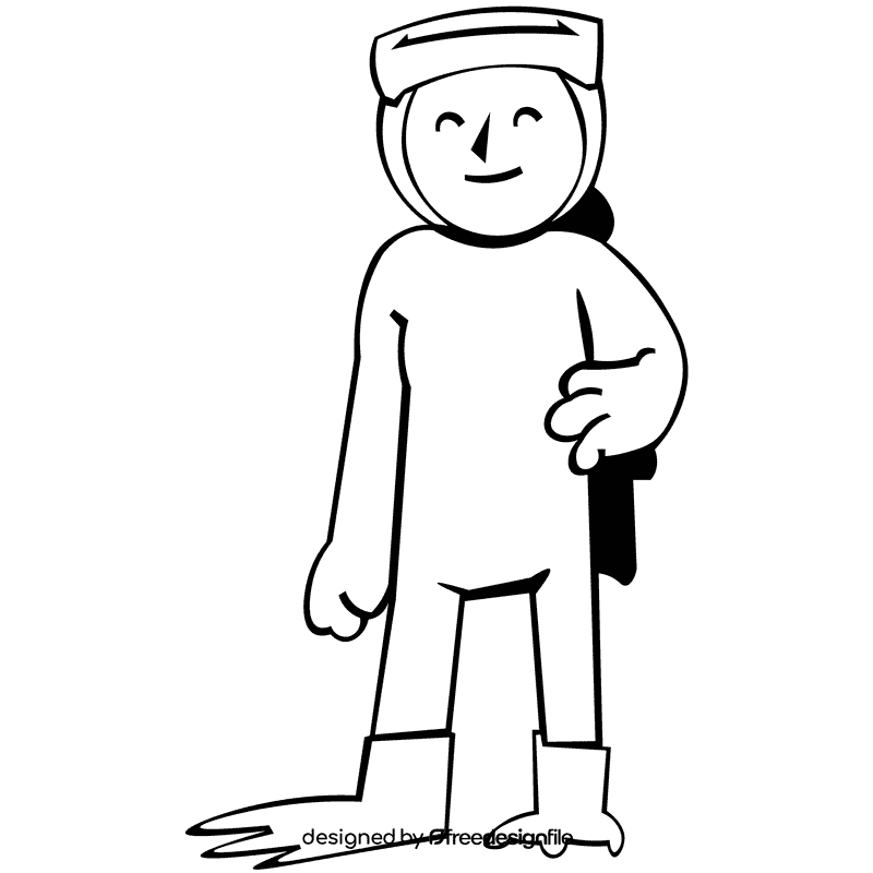 Diver professional black and white clipart