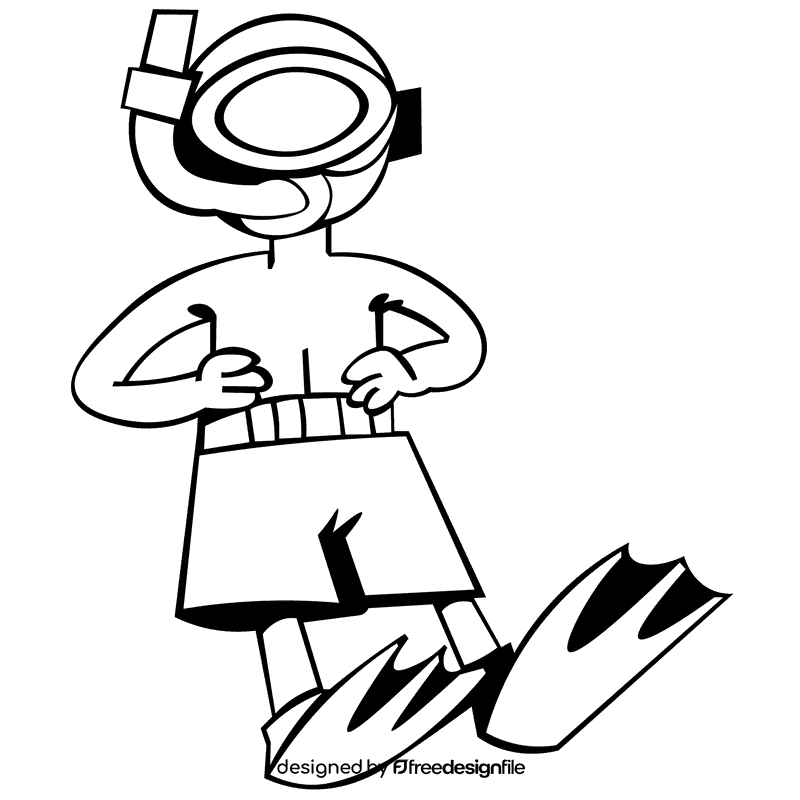 Diver shorts black and white clipart