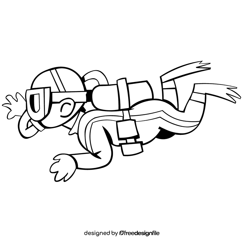 Diver side black and white clipart