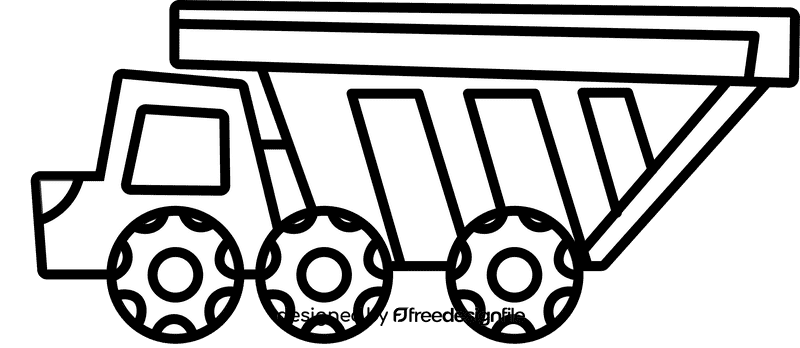 Dump truck long black and white clipart