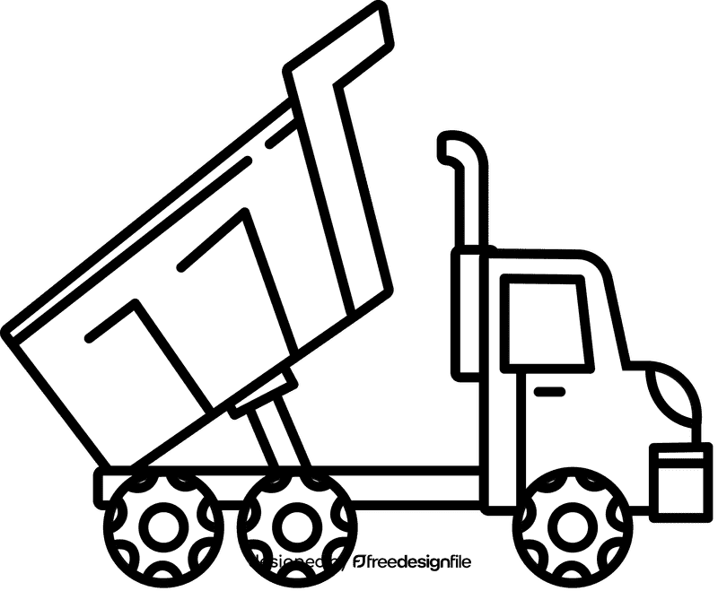 Dump truck open black and white clipart