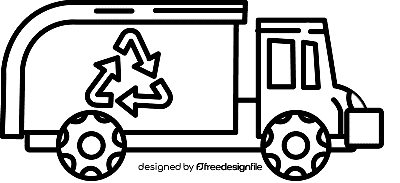 Dump truck recycle black and white clipart