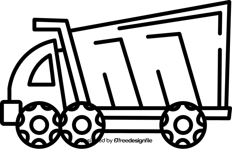 Dump truck red black and white clipart