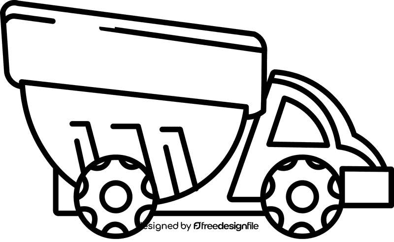 Dump truck round black and white clipart
