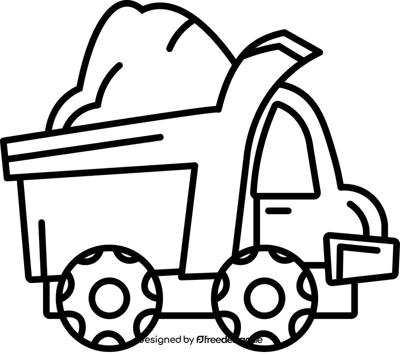 Dump truck sand black and white clipart