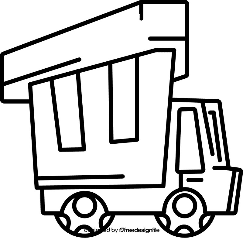 Dump truck square black and white clipart