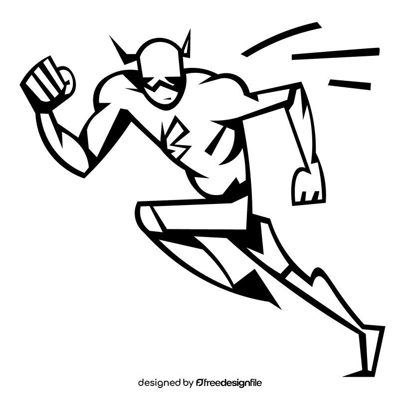 Flash running black and white clipart