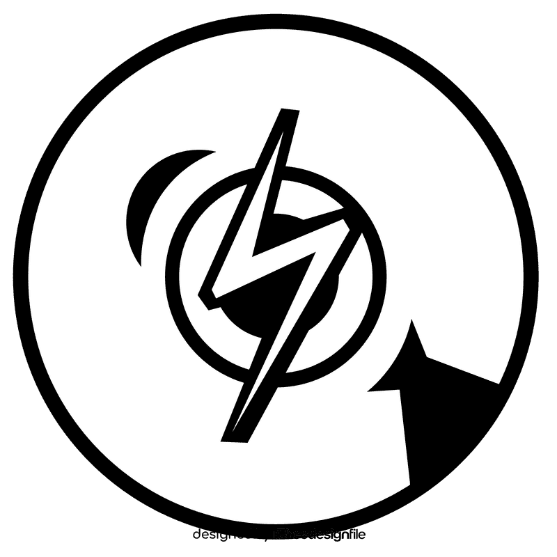 Flash shield black and white clipart