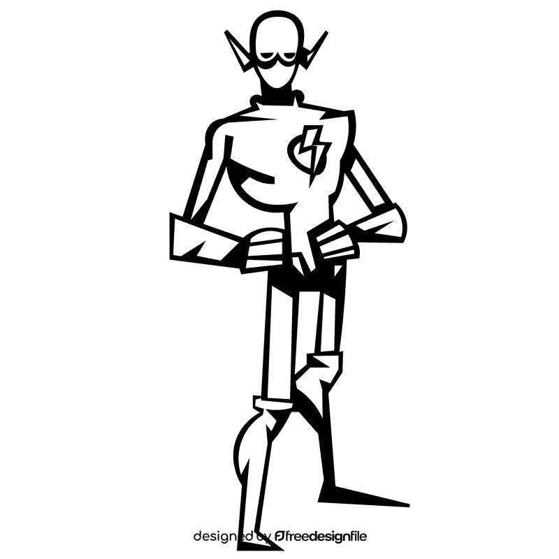 Flash standing black and white clipart