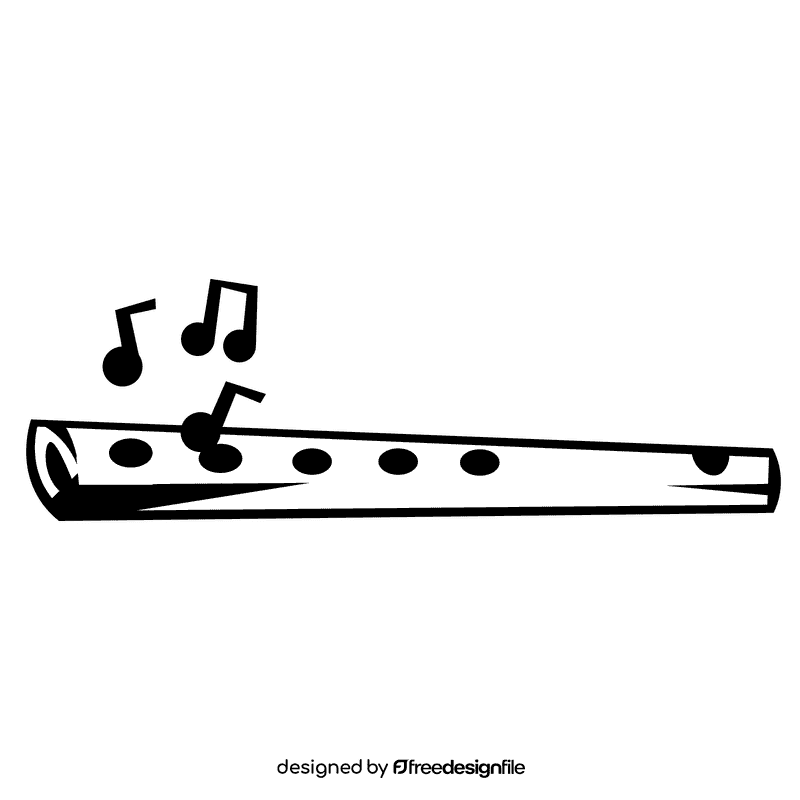 Flute music black and white clipart
