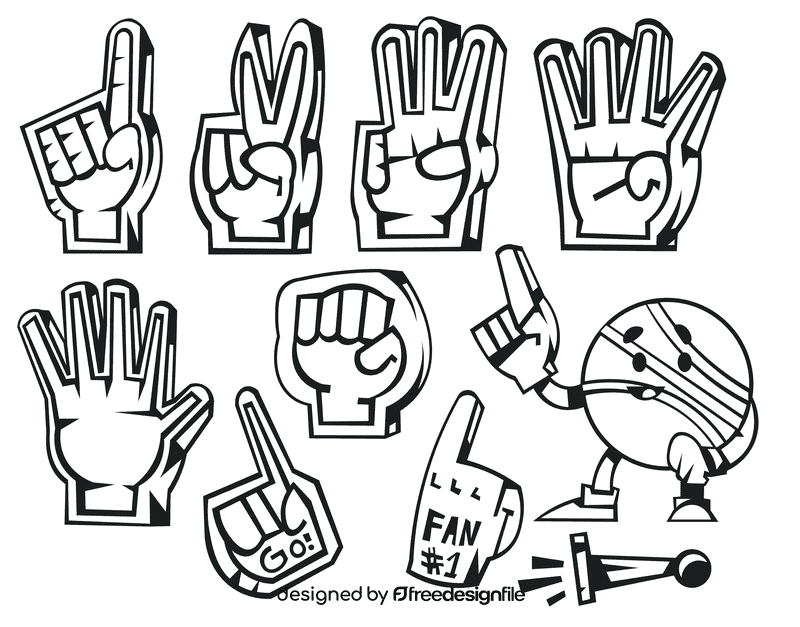 Foam finger black and white vector