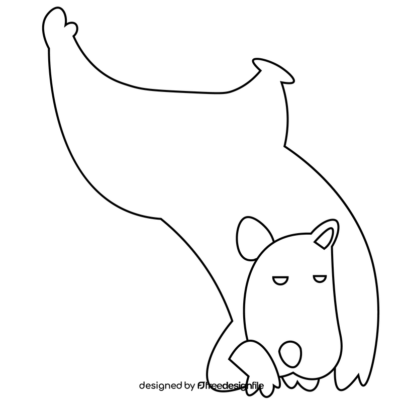 Capybara lying black and white clipart