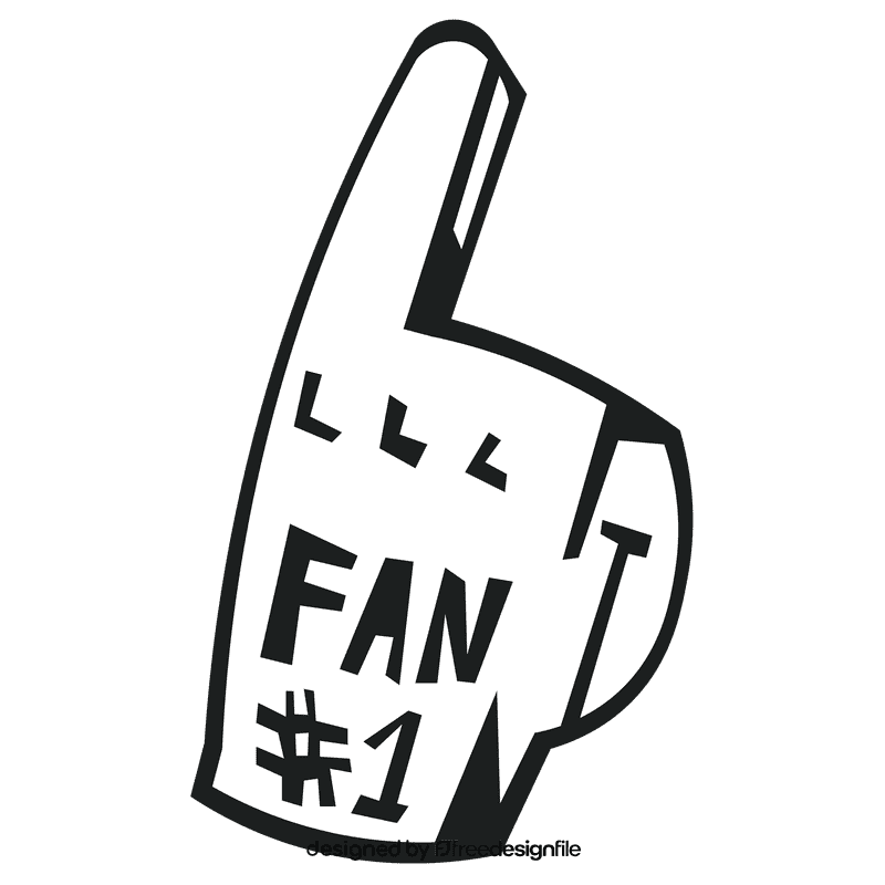 Foam finger fan black and white clipart