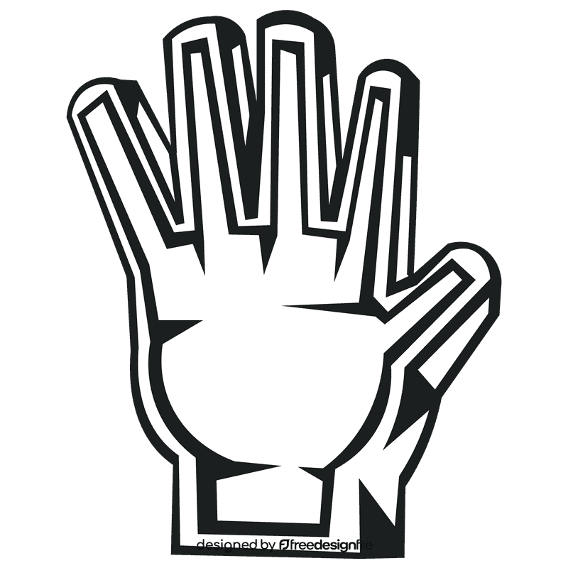 Foam finger five black and white clipart