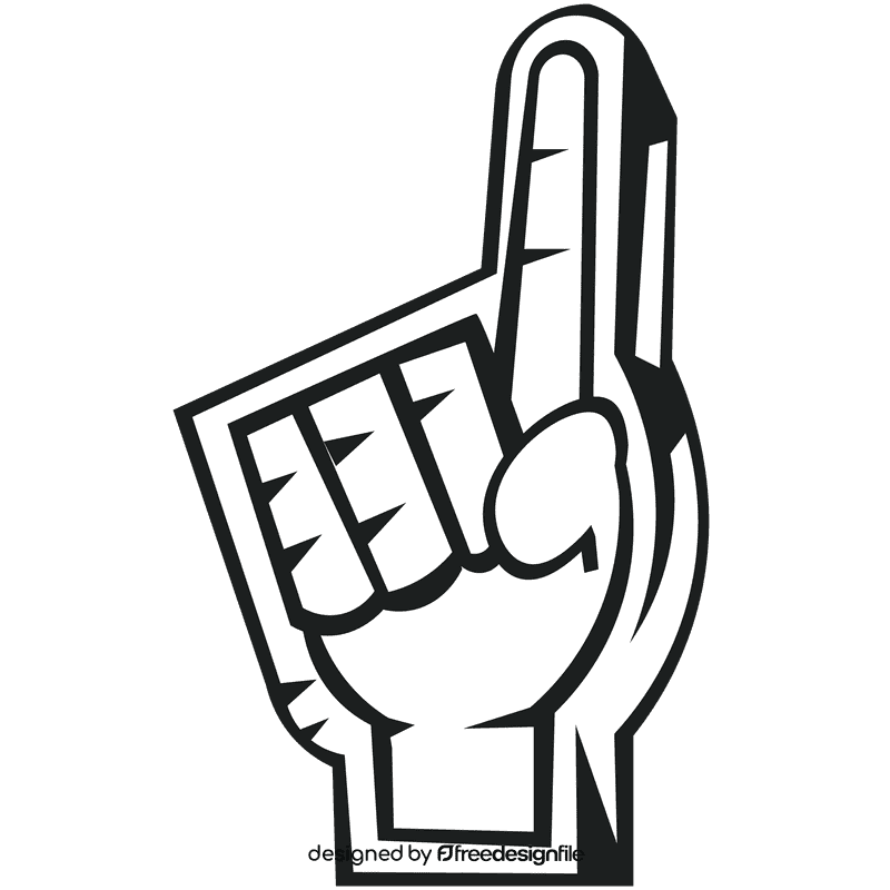Foam finger one black and white clipart