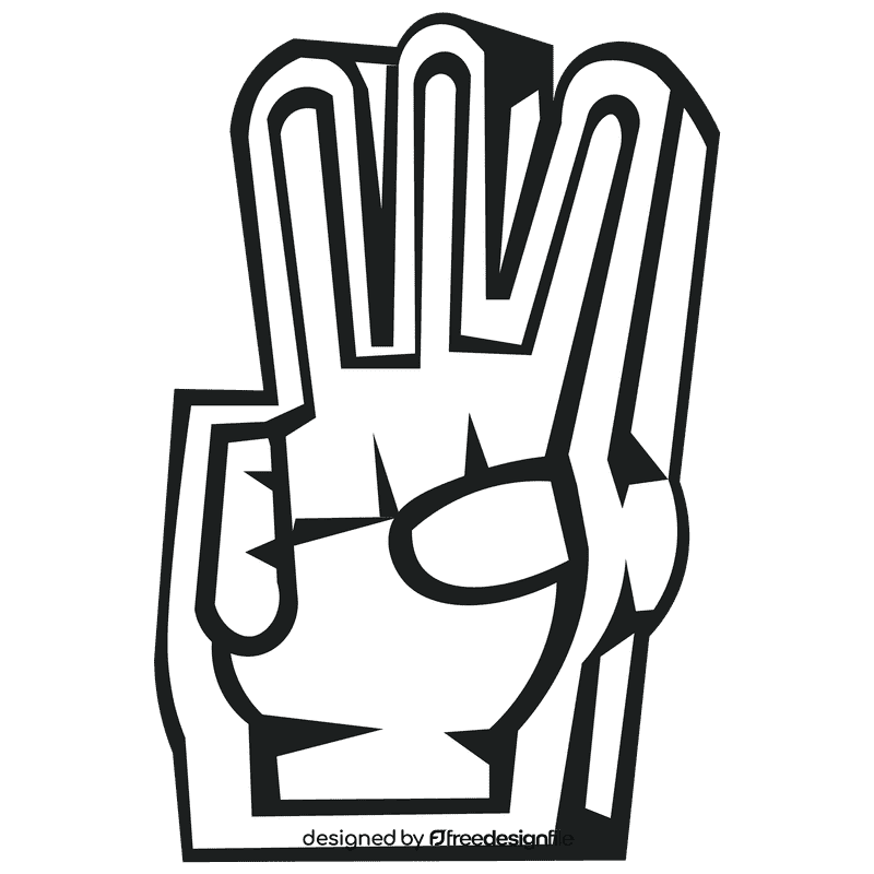 Foam finger three black and white clipart