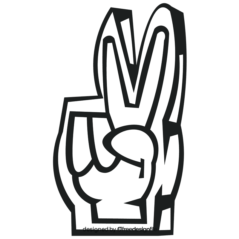Foam finger two black and white clipart