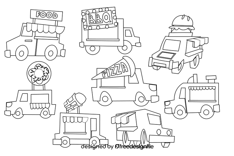 Food truck black and white vector
